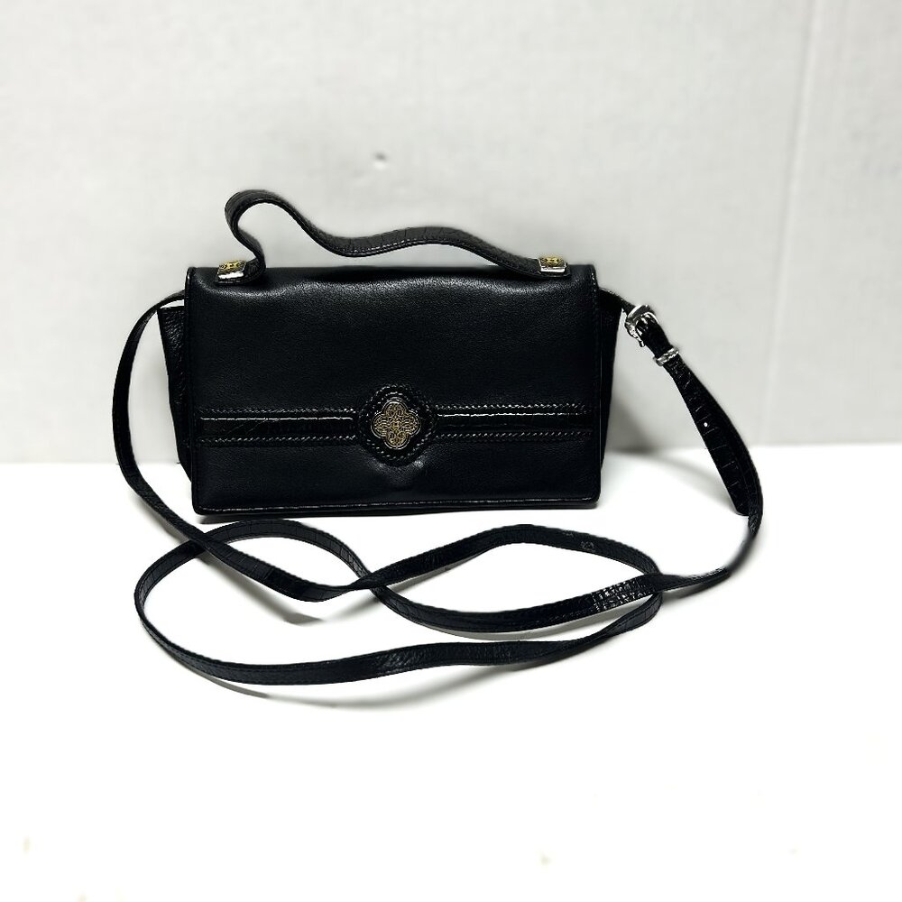 Brighton black leather crossbody wallet